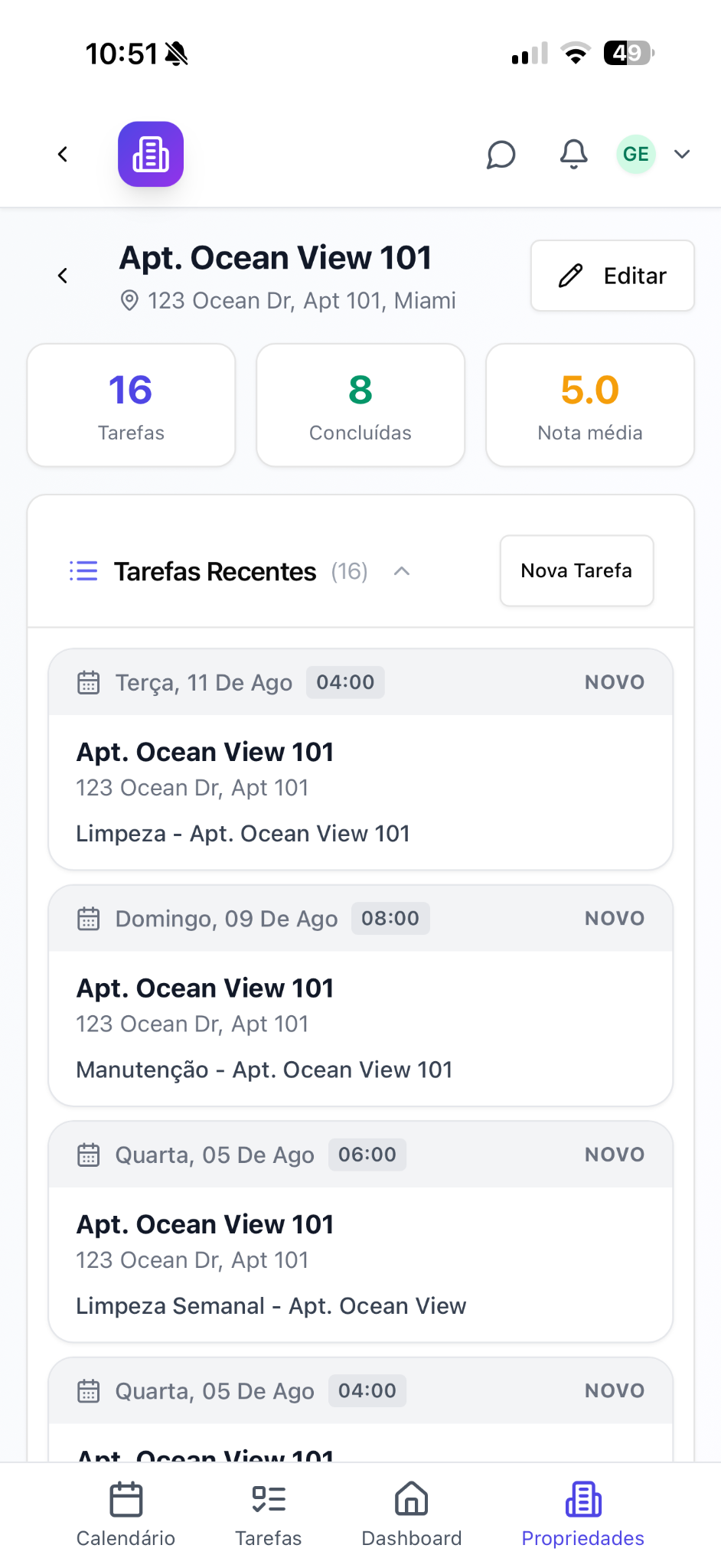Tela do aplicativo House Roster