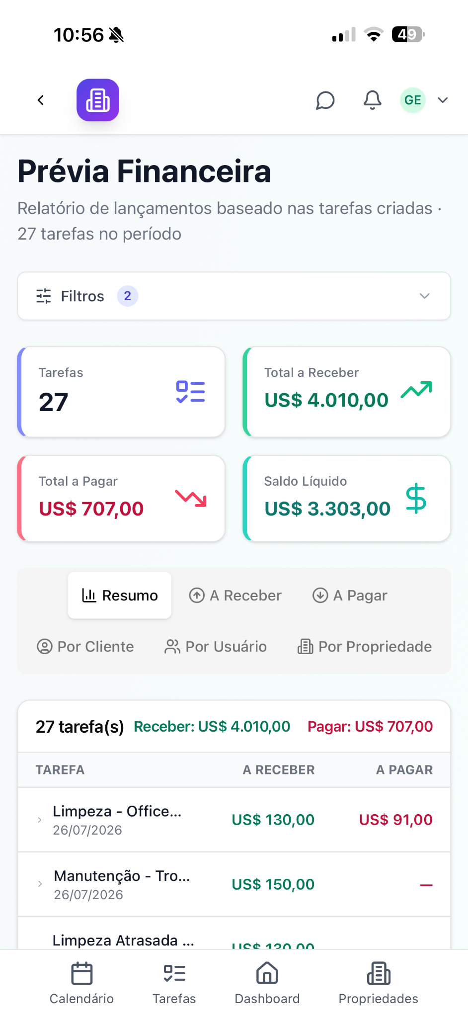 Tela do aplicativo House Roster