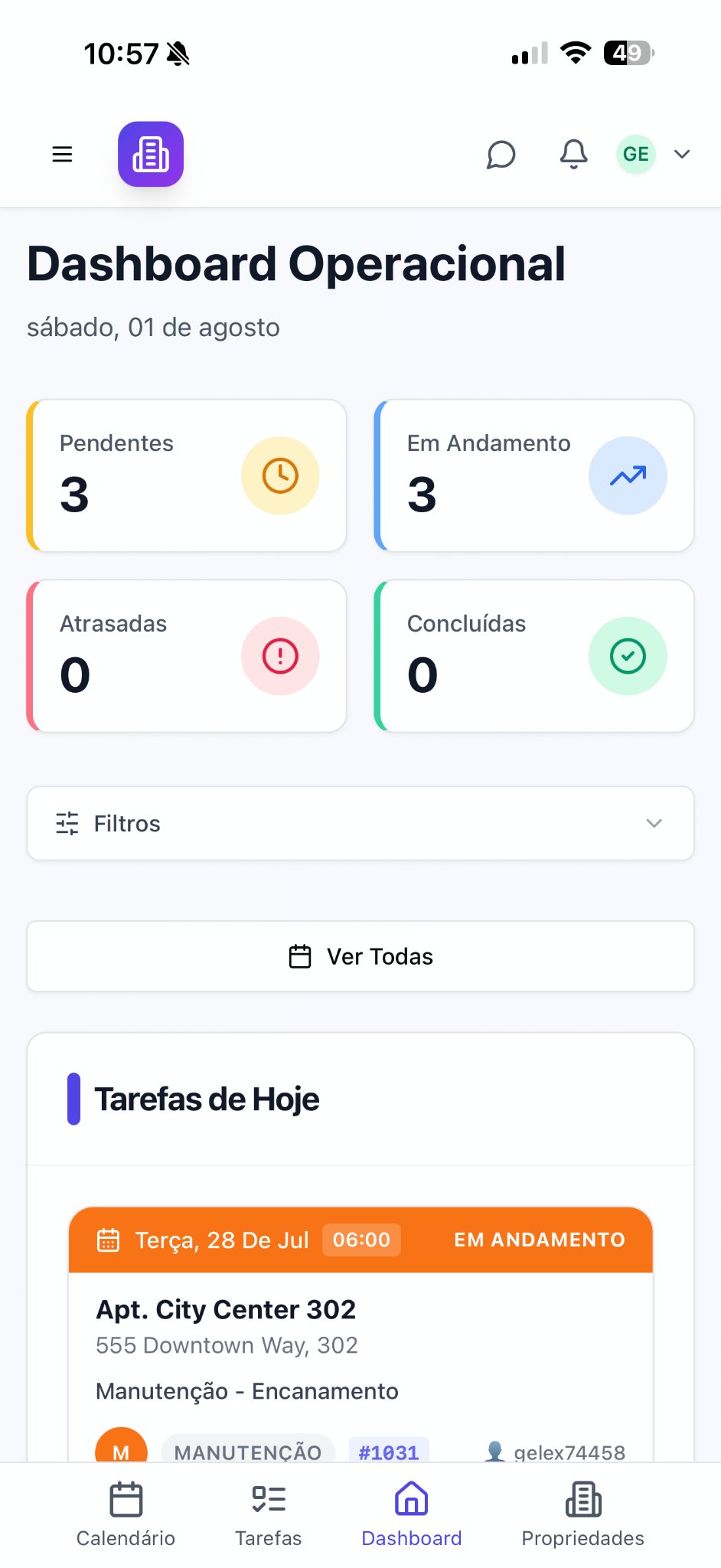 Tela do aplicativo House Roster